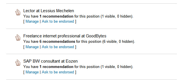 LinkedIN recommendations